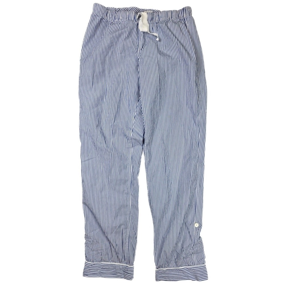 J. Crew Waistband Blue White Pin Striped Cuffed Hem Chino Pants Women's Size XS - Picture 1 of 6